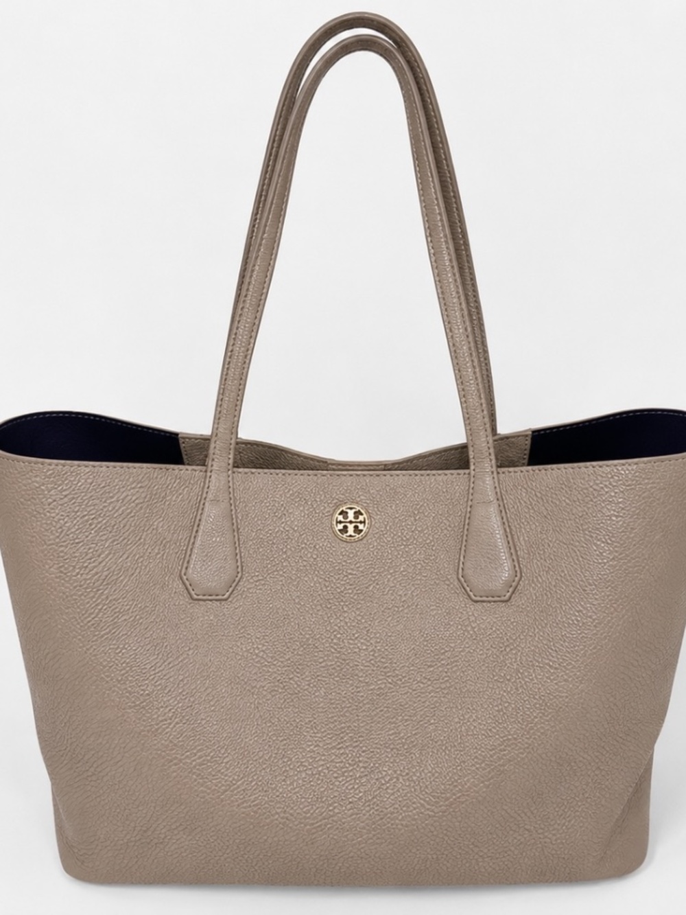 Tory Burch Pebbled Leather Tote Bag - Taupe/Mushroom - Large Work & Travel Tote
